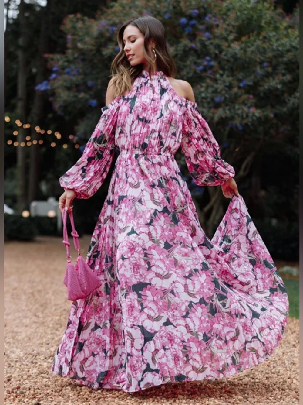 Petal and Pup Floral Pleated Maxi Dress L